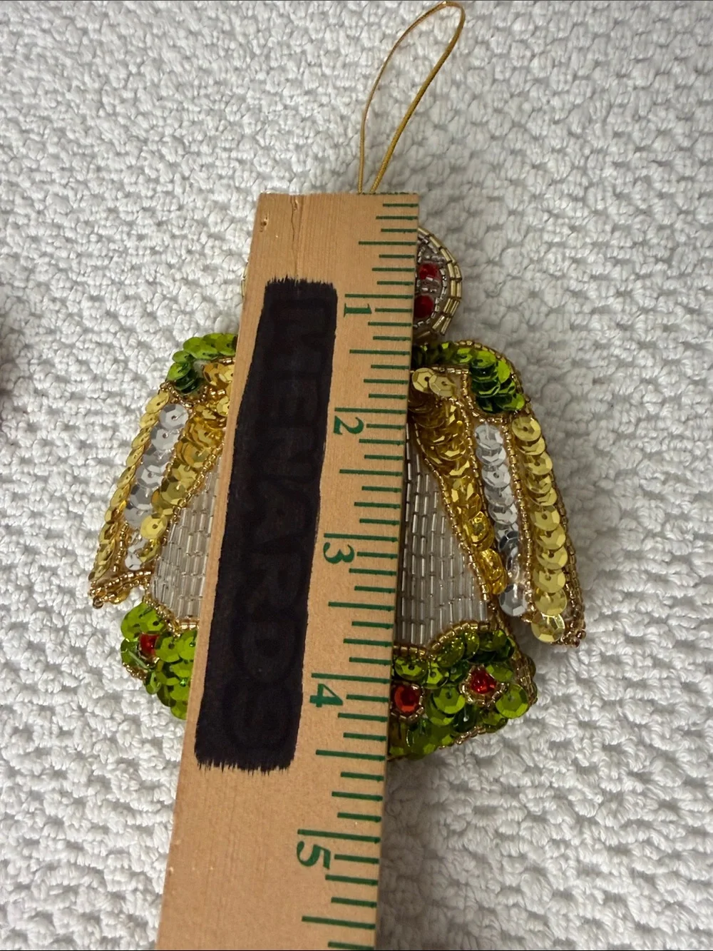 Vintage Handmade Beaded Sequin Christmas Holiday Ornament Set of 4 Kitsch Retro